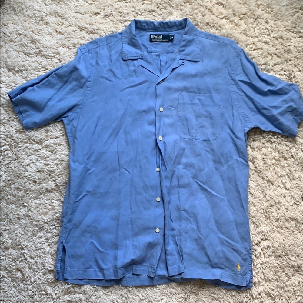 Polo Ralph Lauren men’s M blue cotton linen shirt